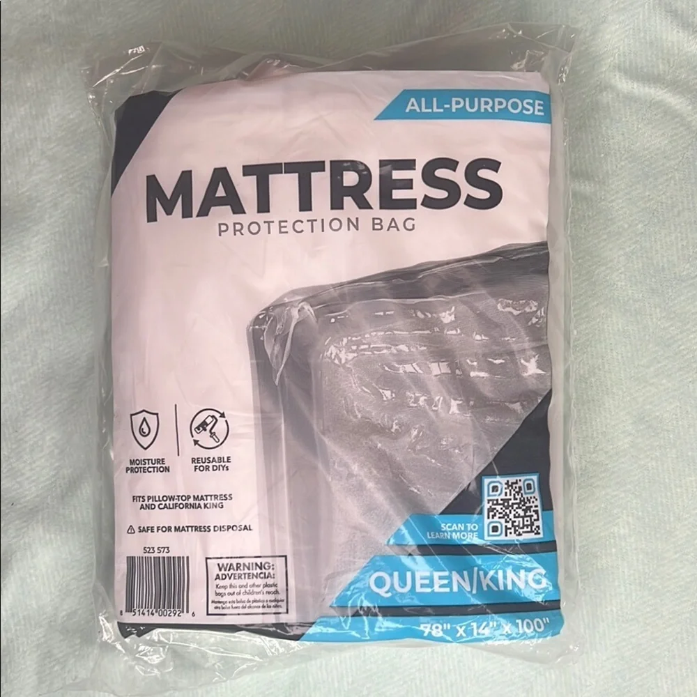 All-Purpose Mattress Protection Bag - Clear, Queen or King Size